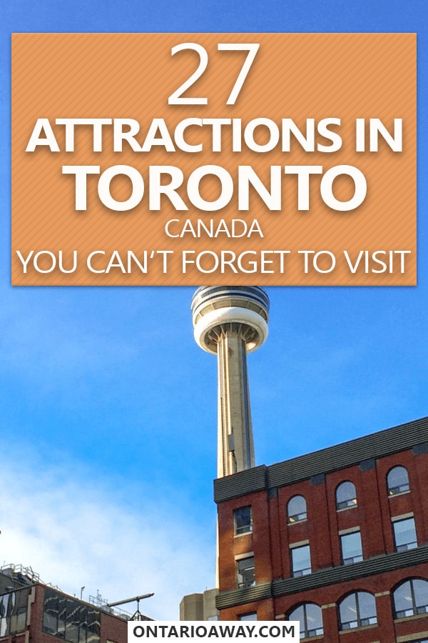 photo of red brick building with text overlay about Tourist Attractions in Toronto Canada